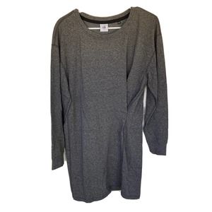 CABI Dress Sz Small Heather Grey Sweatshirt Style Gathered Side Pullover Womens